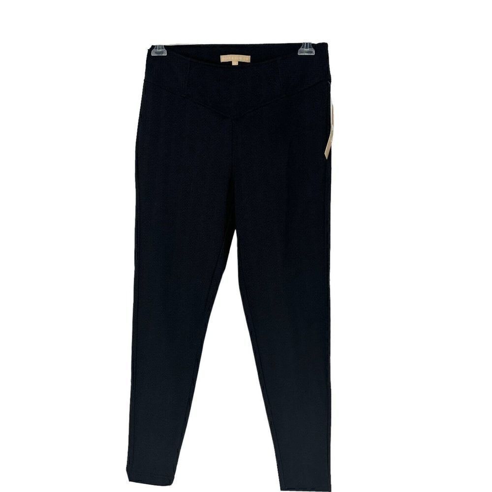Hope And Harlow Pants Black Stretch Ponte Knit Trousers Herringbone M Skinny NEW